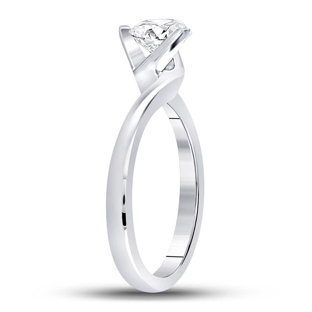 14kt White Gold Womens Round Diamond Solitaire Bridal Wedding Engagement Ring 3/4 Cttw