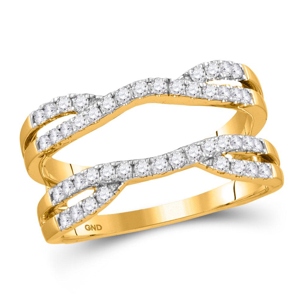 14kt Yellow Gold Womens Round Diamond Wedding Solitaire Enhancer Wedding Band 1/2 Cttw