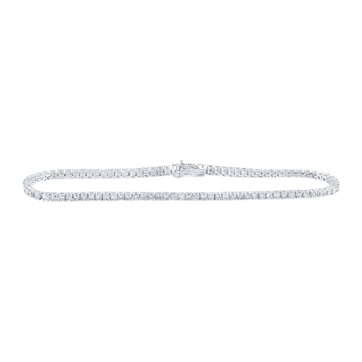 10kt White Gold Womens Round Diamond Fashion Bracelet 2 Cttw