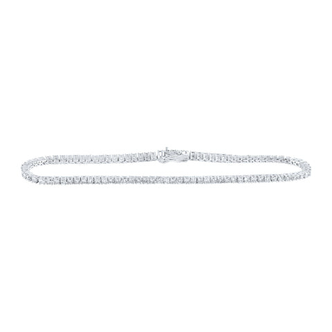 10kt White Gold Womens Round Diamond Fashion Bracelet 2 Cttw