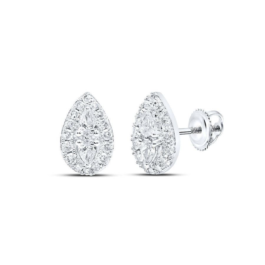 10kt White Gold Womens Pear Diamond Teardrop Earrings 3/8 Cttw