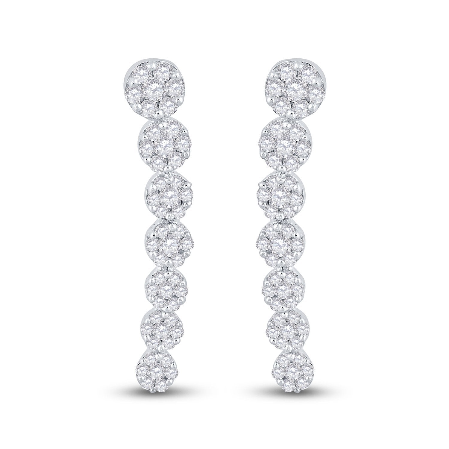 10kt White Gold Womens Round Diamond Cluster Climber Earrings 1/2 Cttw