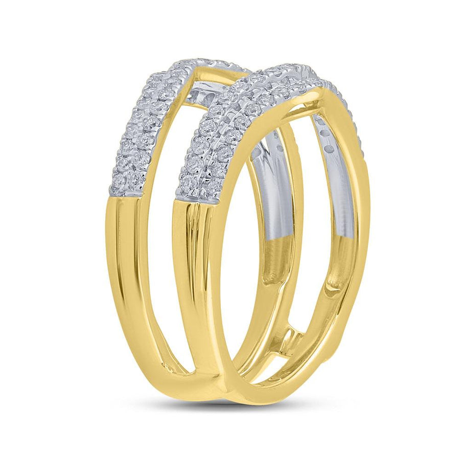 14kt Yellow Gold Womens Round Diamond Wedding Band Ring Guard Enhancer 1/2 Cttw