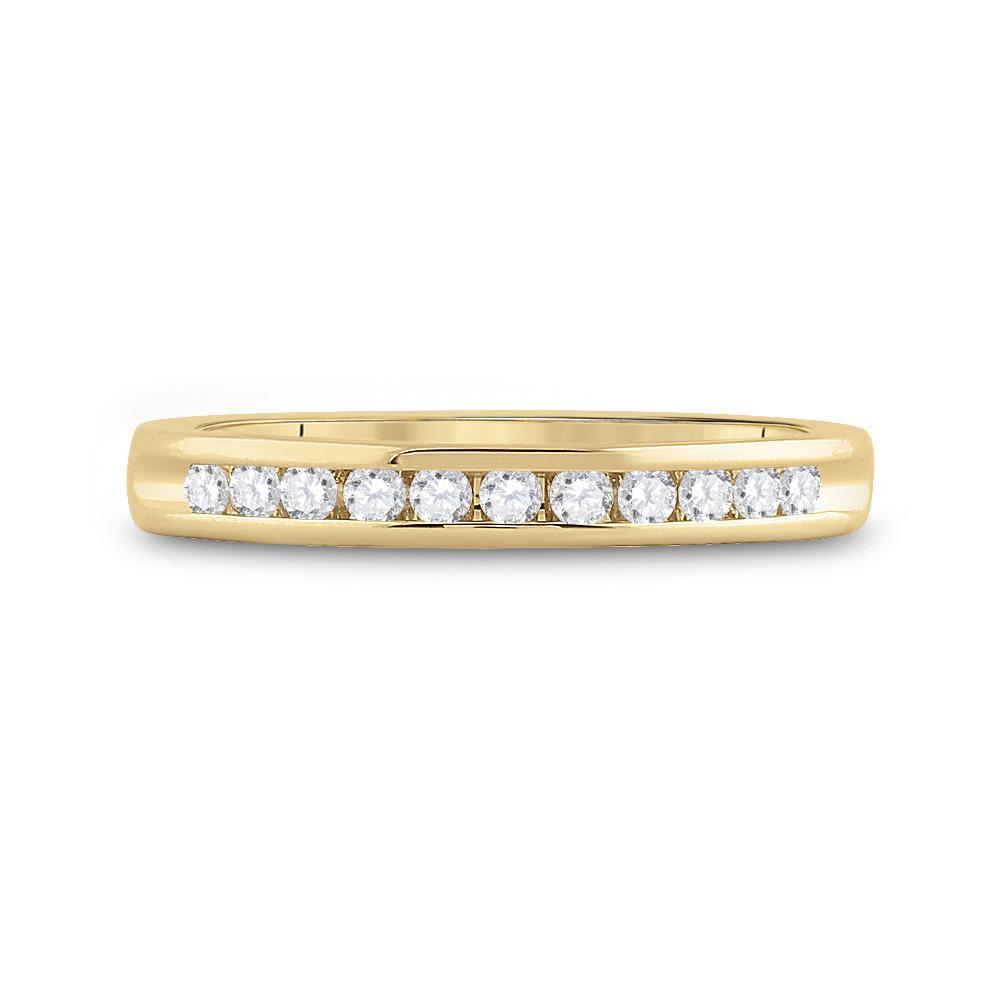 14kt Yellow Gold Womens Round Diamond Wedding Band 1/4 Cttw