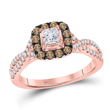 14kt Rose Gold Princess Diamond Solitaire Bridal Wedding Engagement Ring 3/4 Cttw