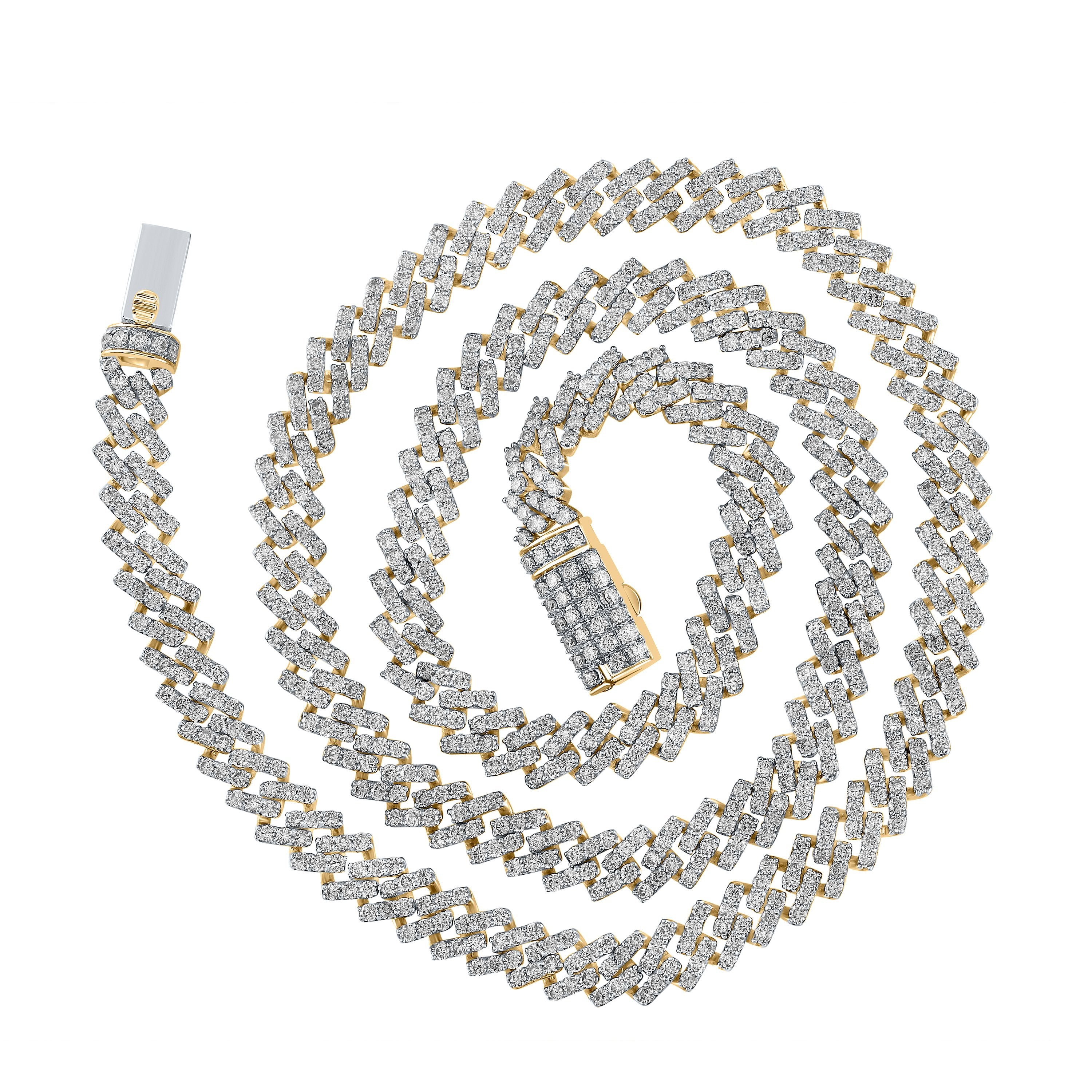 10kt Yellow Gold Mens Round Diamond 24-inch Link Chain Necklace 22-1/3 Cttw