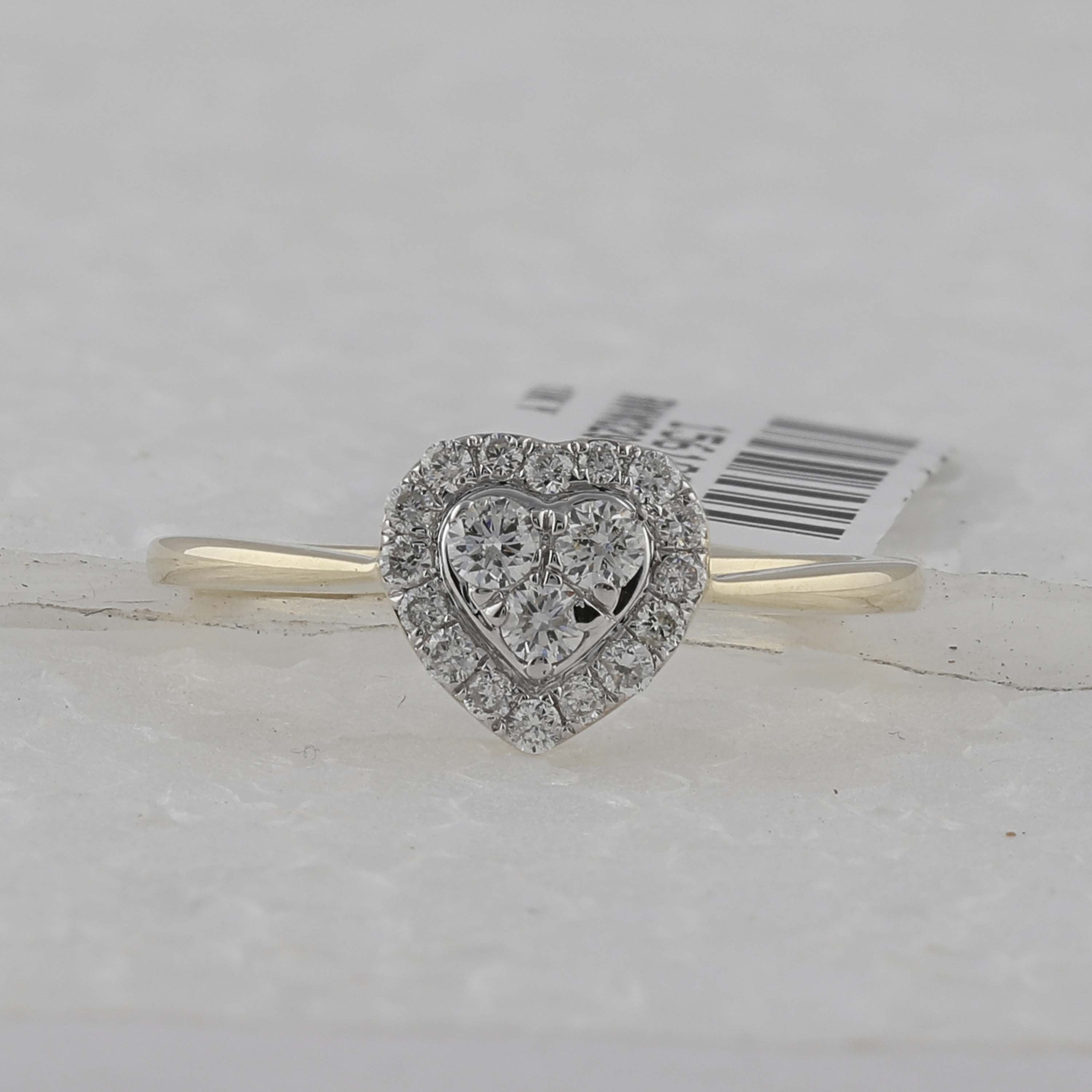 10kt Yellow Gold Womens Round Diamond Heart Ring 1/3 Cttw