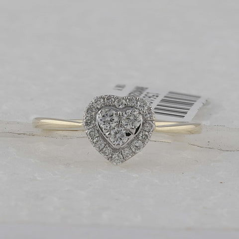10kt Yellow Gold Womens Round Diamond Heart Ring 1/3 Cttw