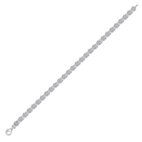 Sterling Silver Womens Round Diamond Fashion Tennis Bracelet 1/3 Cttw