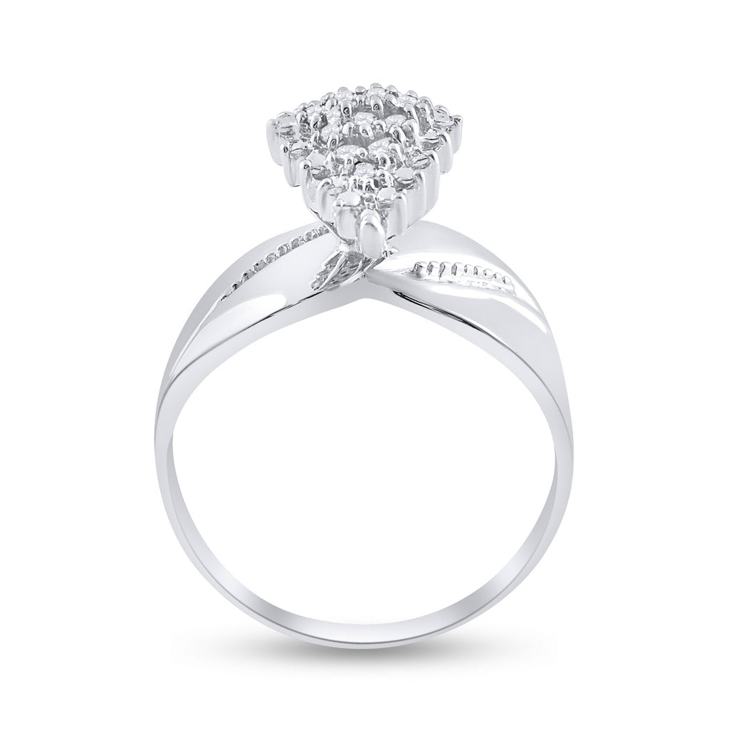 Sterling Silver Womens Round Diamond Cluster Ring 1/8 Cttw