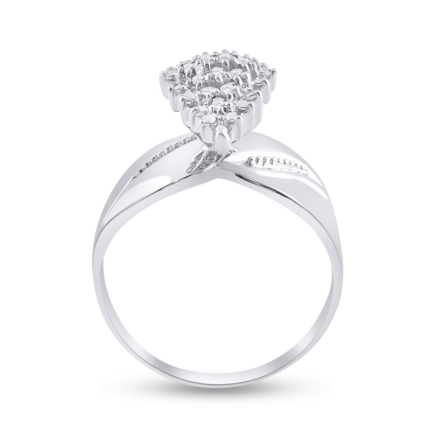 Sterling Silver Womens Round Diamond Cluster Ring 1/8 Cttw