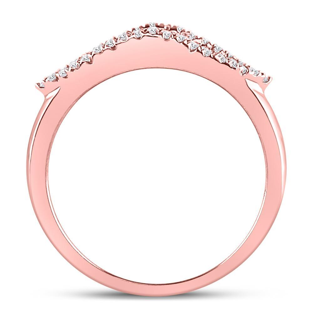 14kt Rose Gold Womens Round Diamond Modern Anniversary Band Ring 3/8 Cttw