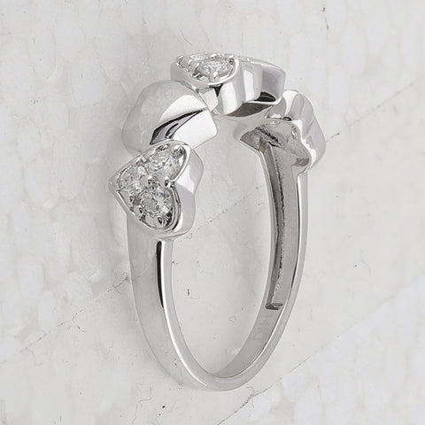 14kt White Gold Womens Round Diamond Heart Ring 1/3 Cttw