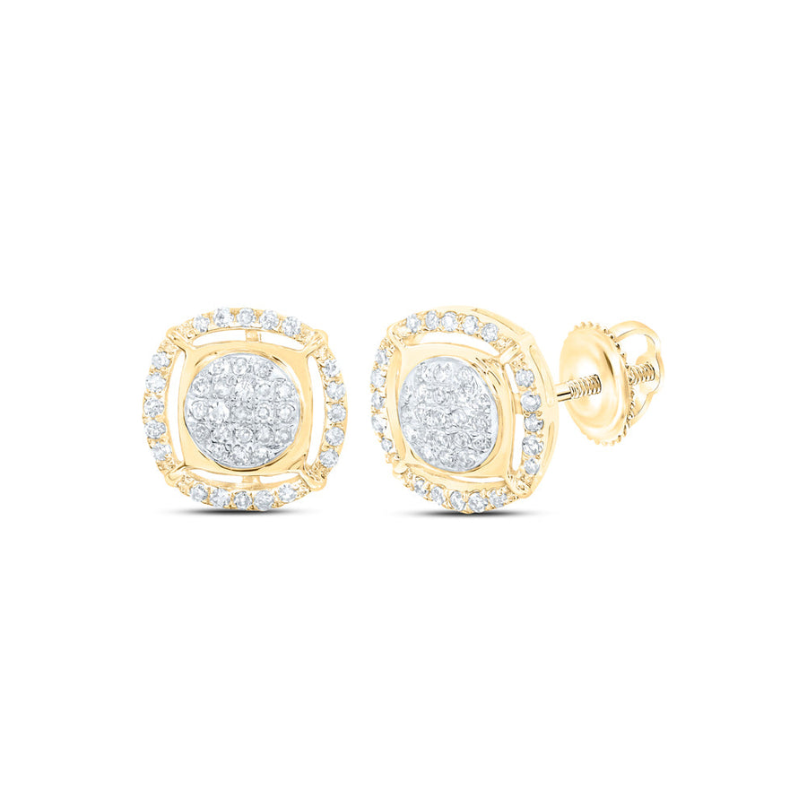 10kt Yellow Gold Womens Round Diamond Cluster Earrings 1/4 Cttw