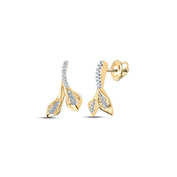 10kt Yellow Gold Womens Round Diamond Fashion Earrings 1/10 Cttw