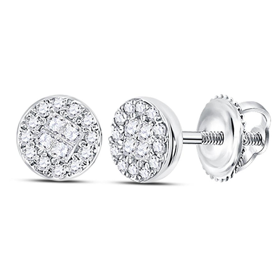 14kt White Gold Womens Princess Diamond Cluster Earrings 1/6 Cttw
