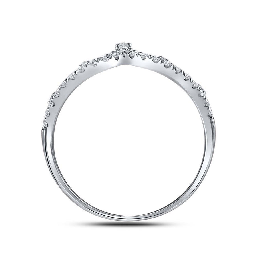 10kt White Gold Womens Round Diamond Crown Tiara Fashion Band Ring 1/5 Cttw