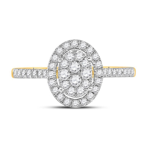 10kt Yellow Gold Round Diamond Cluster Bridal Wedding Engagement Ring 1/2 Cttw
