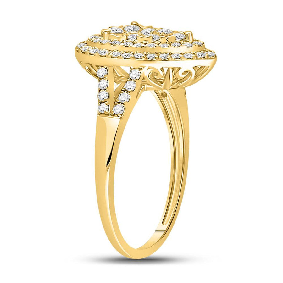 14kt Yellow Gold Womens Round Diamond Teardrop Ring 1 Cttw
