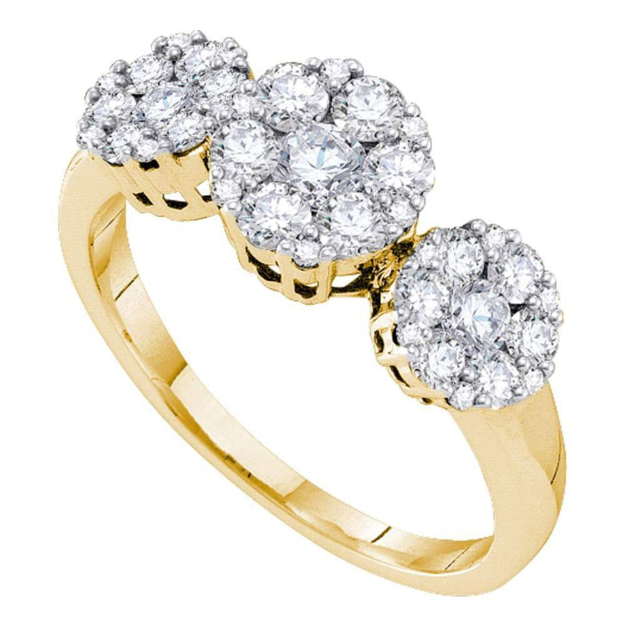 14kt Yellow Gold Womens Round Diamond 3-stone Ring 1 Cttw