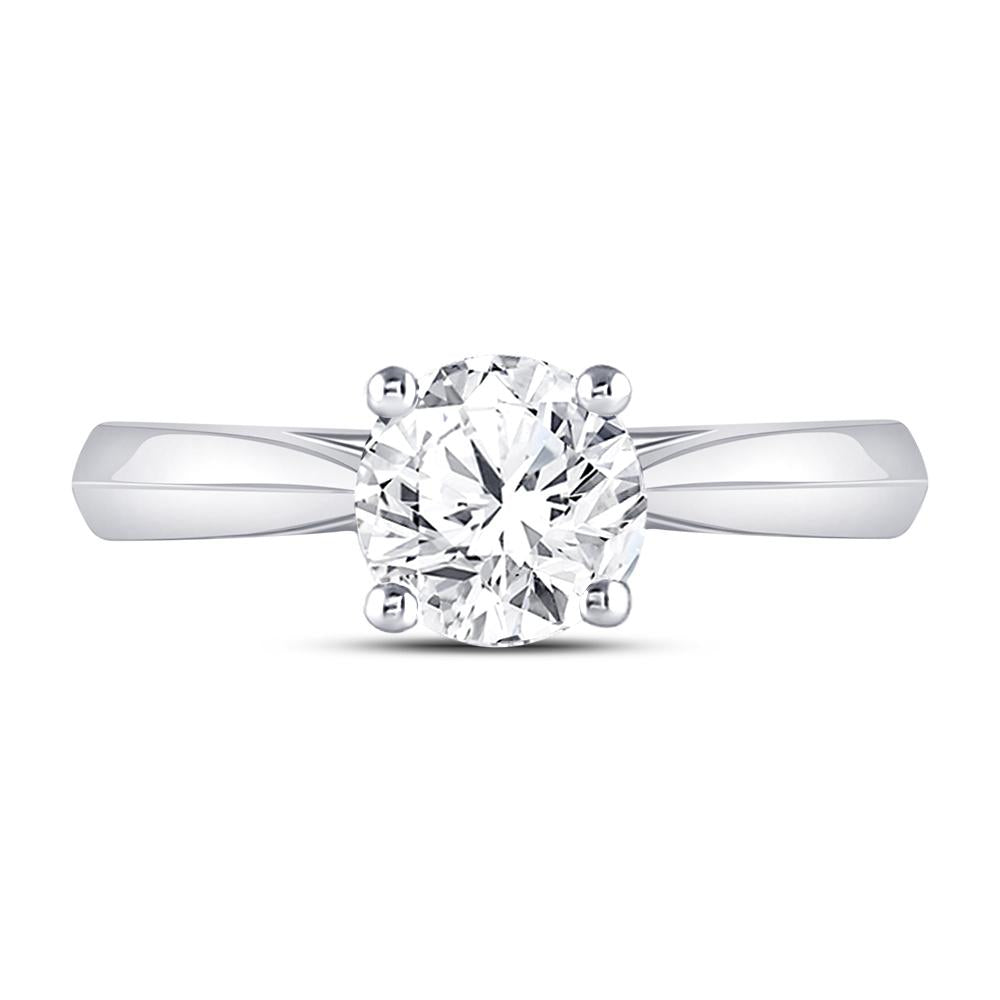 14kt White Gold Womens Round Diamond Solitaire Bridal Wedding Engagement Ring 3/4 Cttw