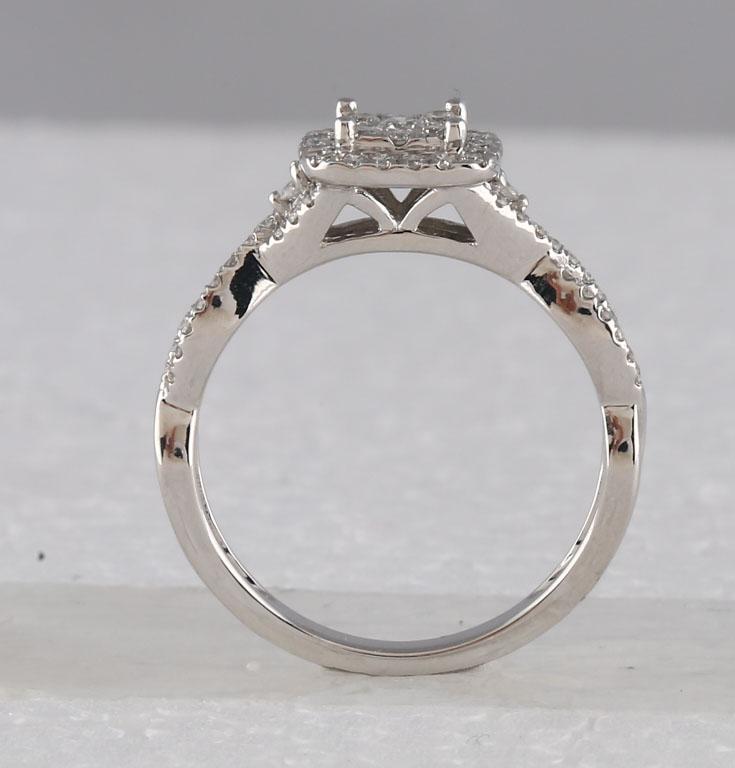 10kt White Gold Womens Round Diamond Square Cluster Ring 1/2 Cttw
