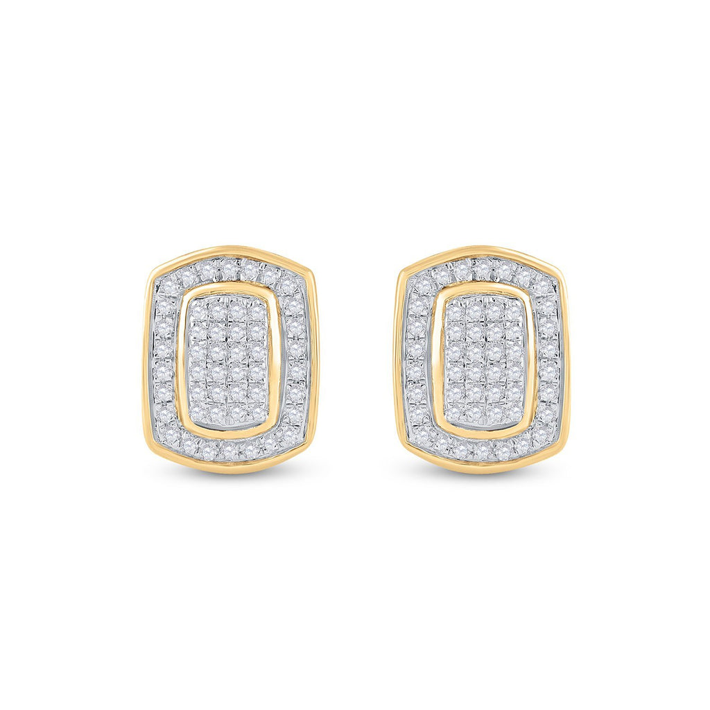 10kt Yellow Gold Womens Round Diamond Cluster Earrings 1/4 Cttw