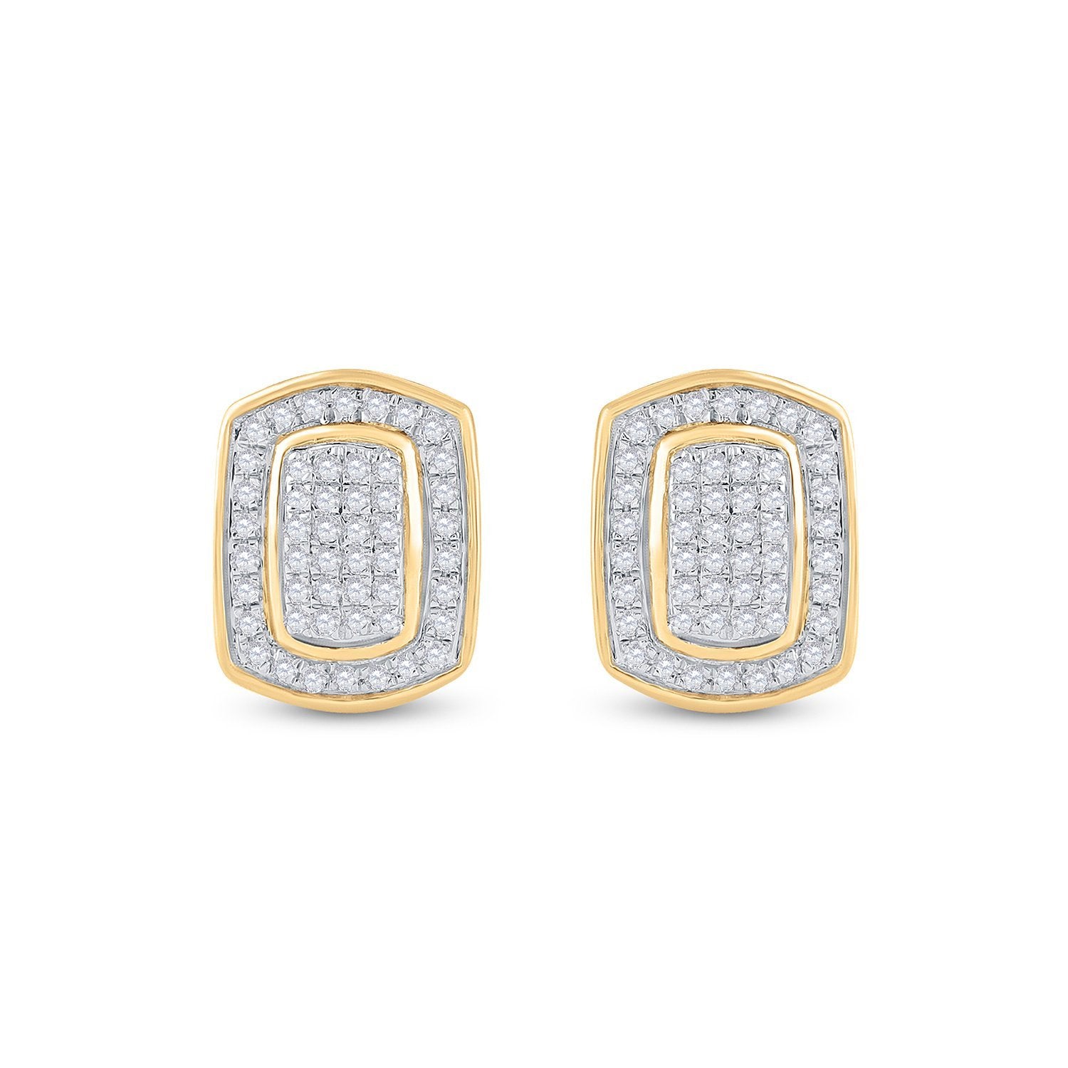 10kt Yellow Gold Womens Round Diamond Cluster Earrings 1/4 Cttw