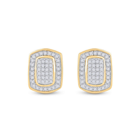10kt Yellow Gold Womens Round Diamond Cluster Earrings 1/4 Cttw