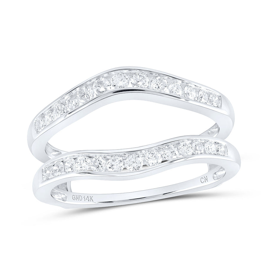 14k White Gold Womens Round Diamond Bridal Wedding Enhancer Band Wrap Ring 1/2 Cttw