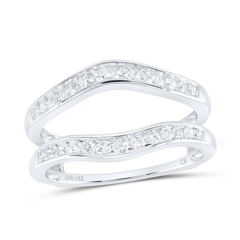 14k White Gold Womens Round Diamond Bridal Wedding Enhancer Band Wrap Ring 1/2 Cttw
