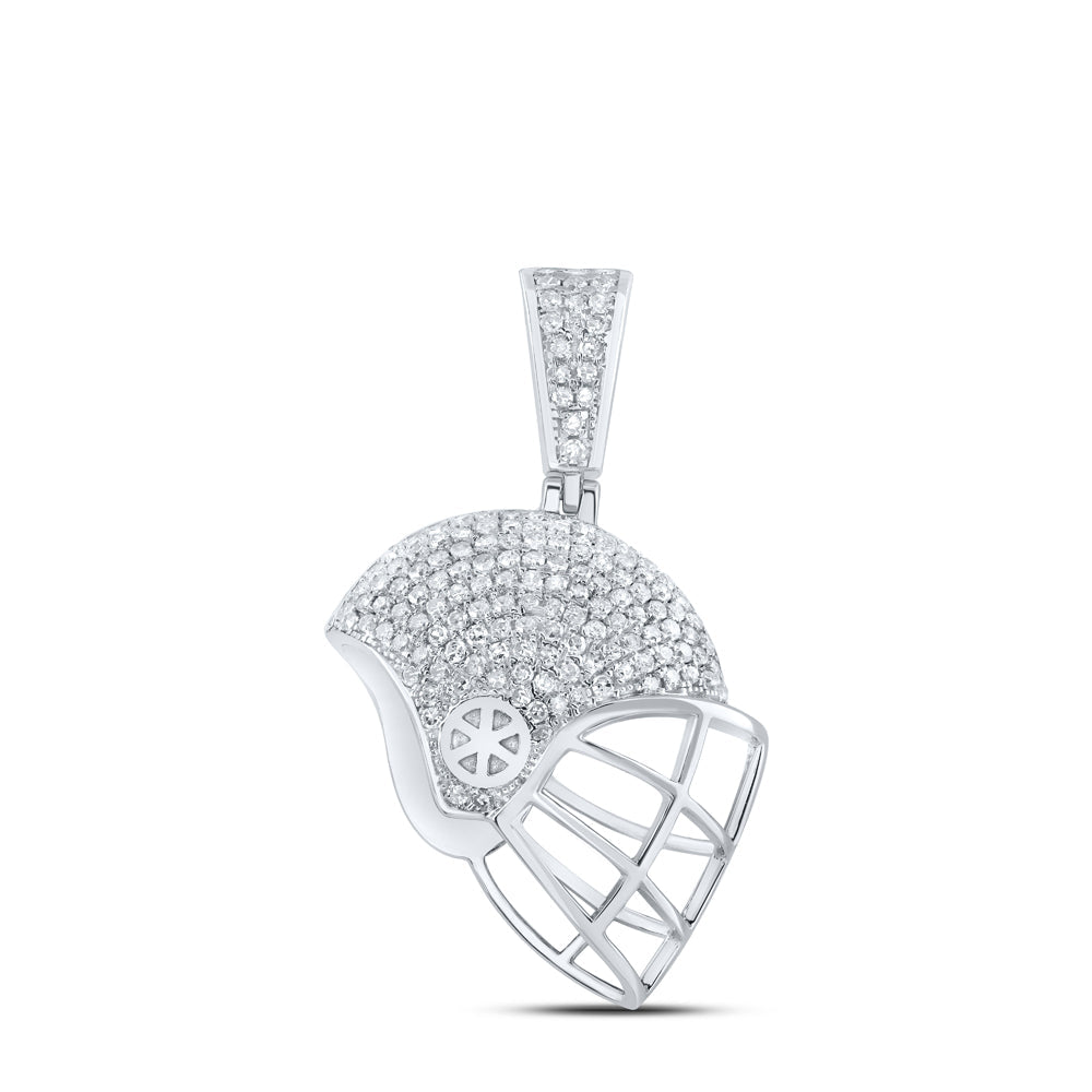 Sterling Silver Womens Round Diamond Sports Helmet Fashion Pendant 3/4 Cttw