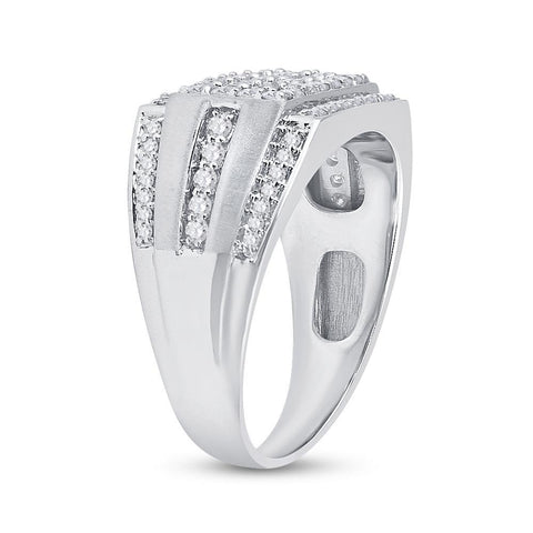 10kt White Gold Mens Round Diamond Cluster Ring 1-1/4 Cttw