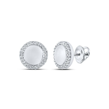 10kt White Gold Womens Round Diamond Circle Earrings 1/10 Cttw