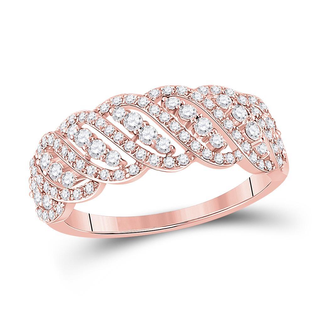 14kt Rose Gold Womens Round Diamond Timeless Anniversary Ring 5/8 Cttw