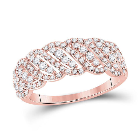 14kt Rose Gold Womens Round Diamond Timeless Anniversary Ring 5/8 Cttw