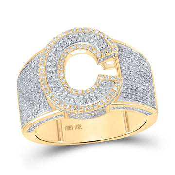 10kt Two-tone Gold Mens Round Diamond C Initial Letter Ring 1 Cttw