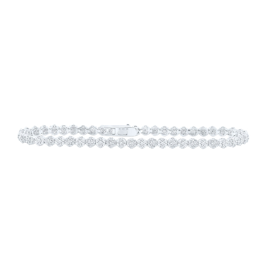10kt White Gold Womens Round Diamond Fashion Bracelet 2-1/5 Cttw