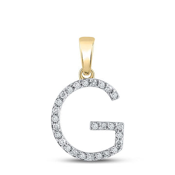 14kt Yellow Gold Womens Round Diamond G Initial Letter Pendant 1/5 Cttw