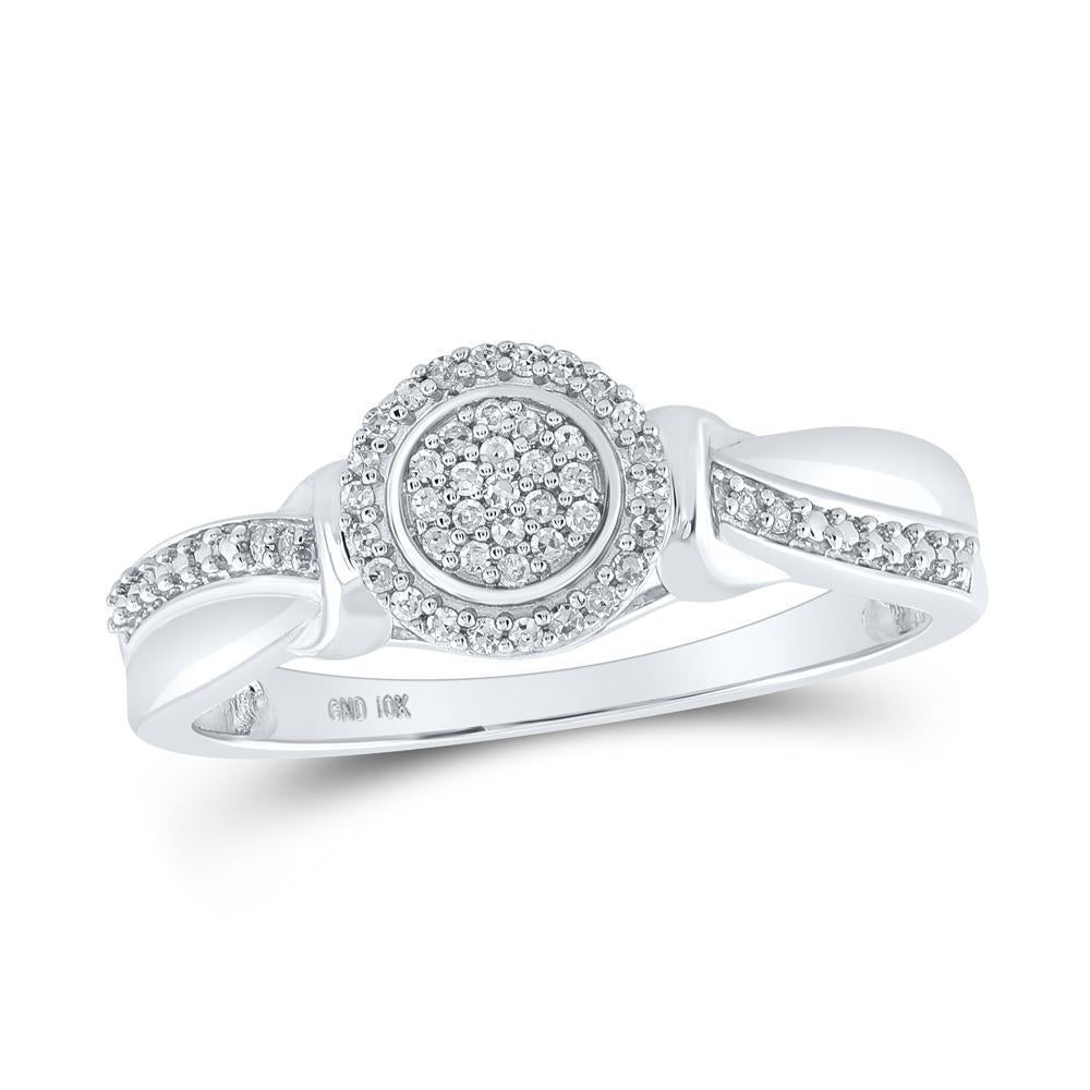 10kt White Gold Womens Round Diamond Cluster Ring 1/10 Cttw