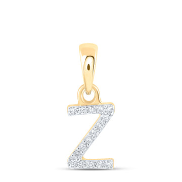 10kt Yellow Gold Womens Round Diamond Z Initial Letter Pendant .03 Cttw