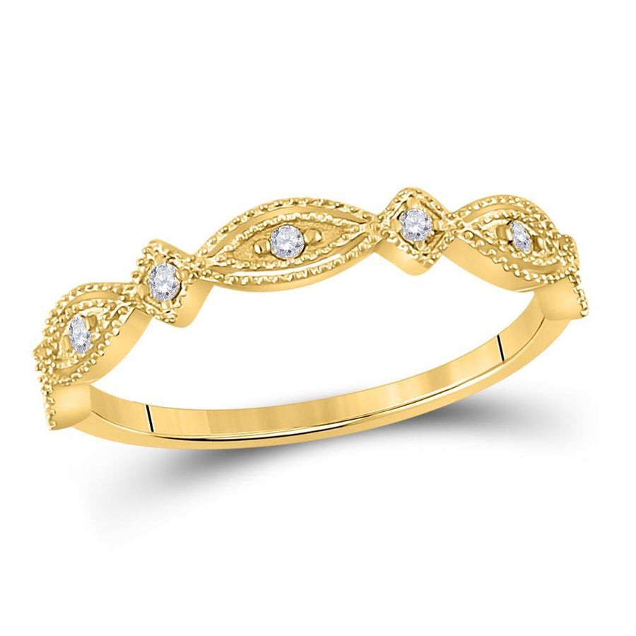 10kt Yellow Gold Womens Round Diamond Stackable Band Ring 1/8 Cttw