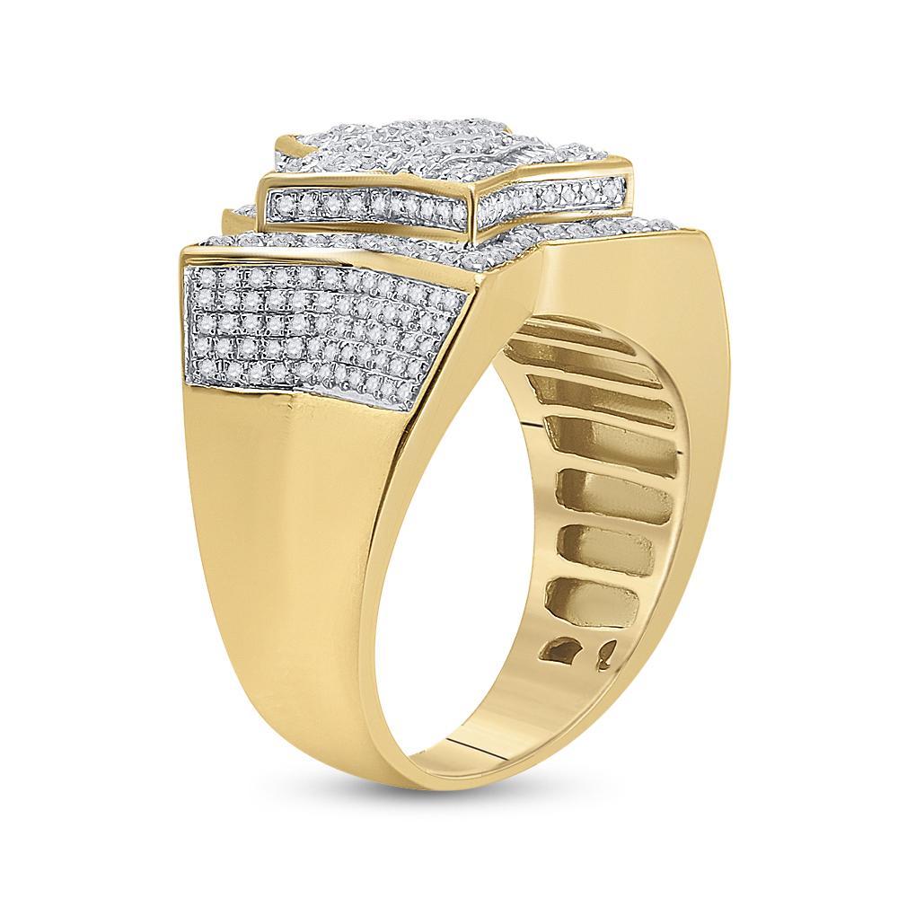 10kt Yellow Gold Mens Baguette Diamond Statement Star Ring 1-1/4 Cttw