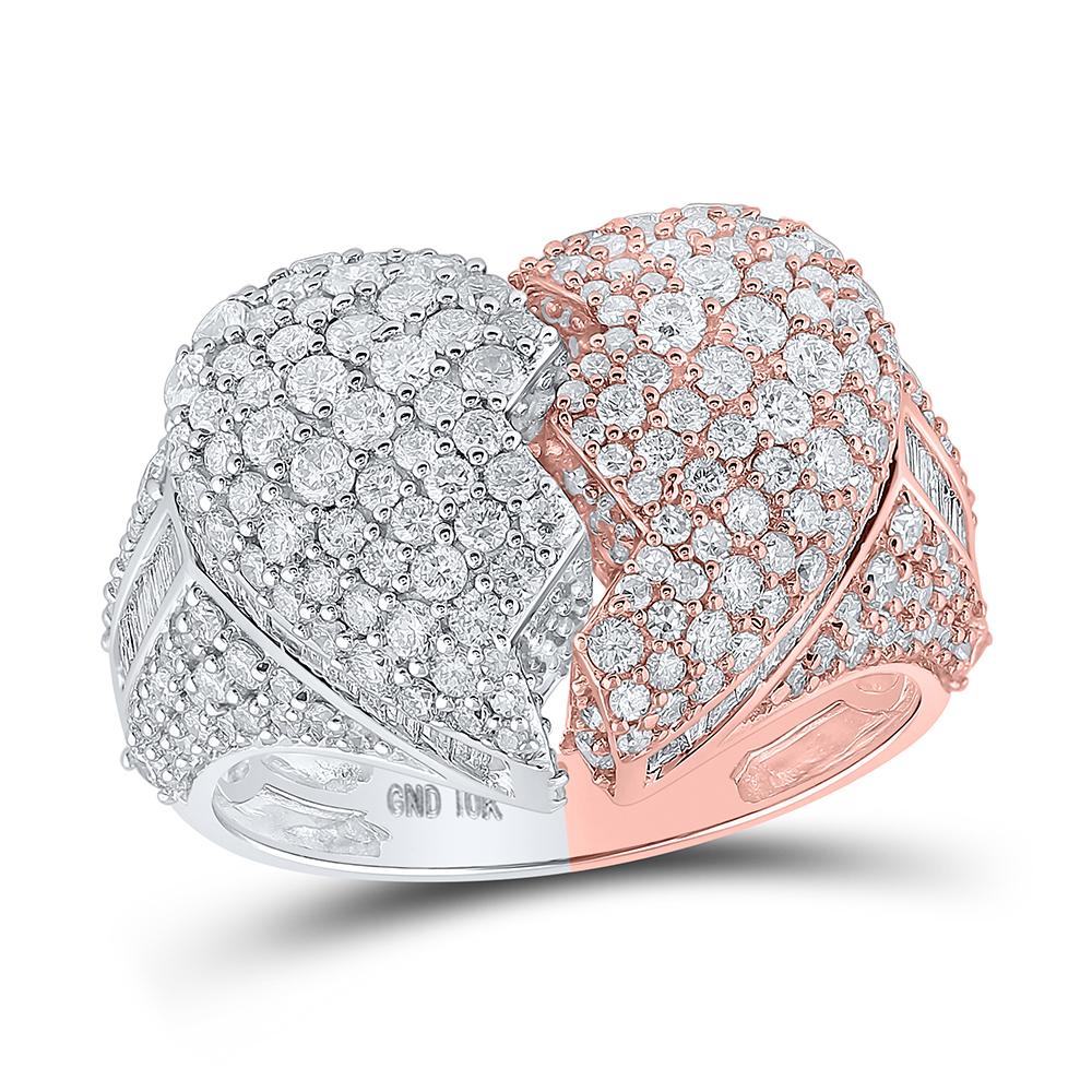 10kt Two-tone Gold Mens Baguette Diamond Broken Heart Ring 4-1/4 Cttw