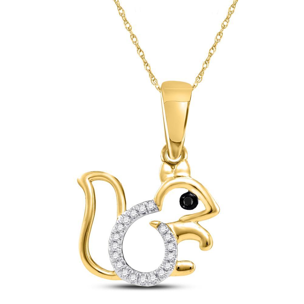 10kt White Gold Womens Round Diamond Squirrel Critter Pendant 1/20 Cttw