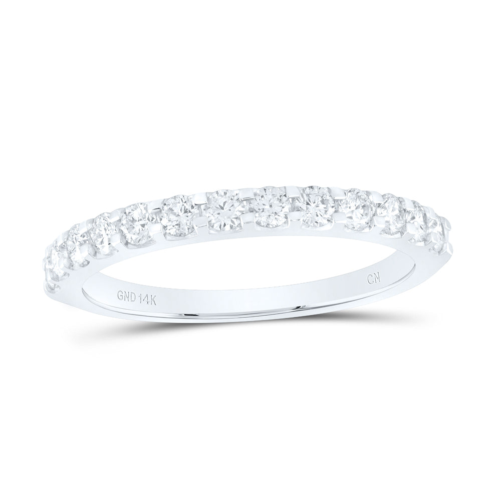14kt White Gold Womens Round Diamond Wedding Anniversary Band 1/2 Cttw