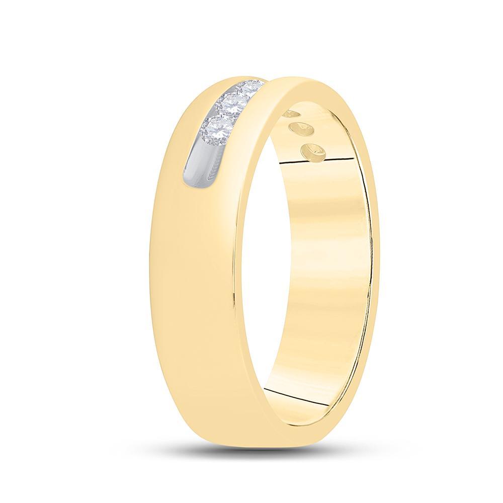 14kt Yellow Gold Mens Round Diamond Wedding Single Row Band Ring 1/2 Cttw