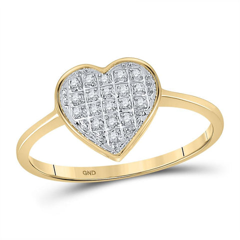 10kt Yellow Gold Womens Round Diamond Heart Ring 1/20 Cttw