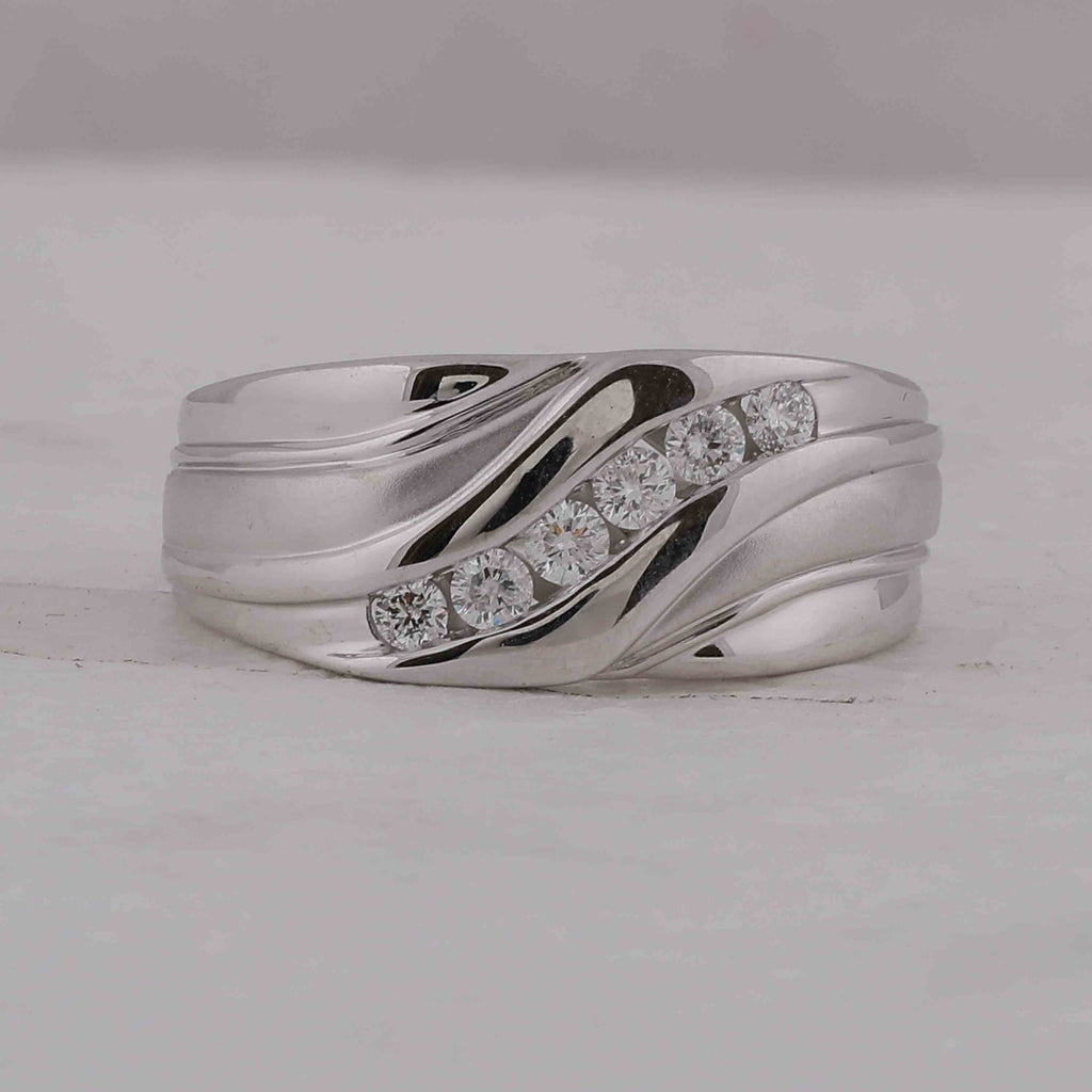 10kt White Gold Mens Round Diamond Wedding Band Ring 1/3 Cttw