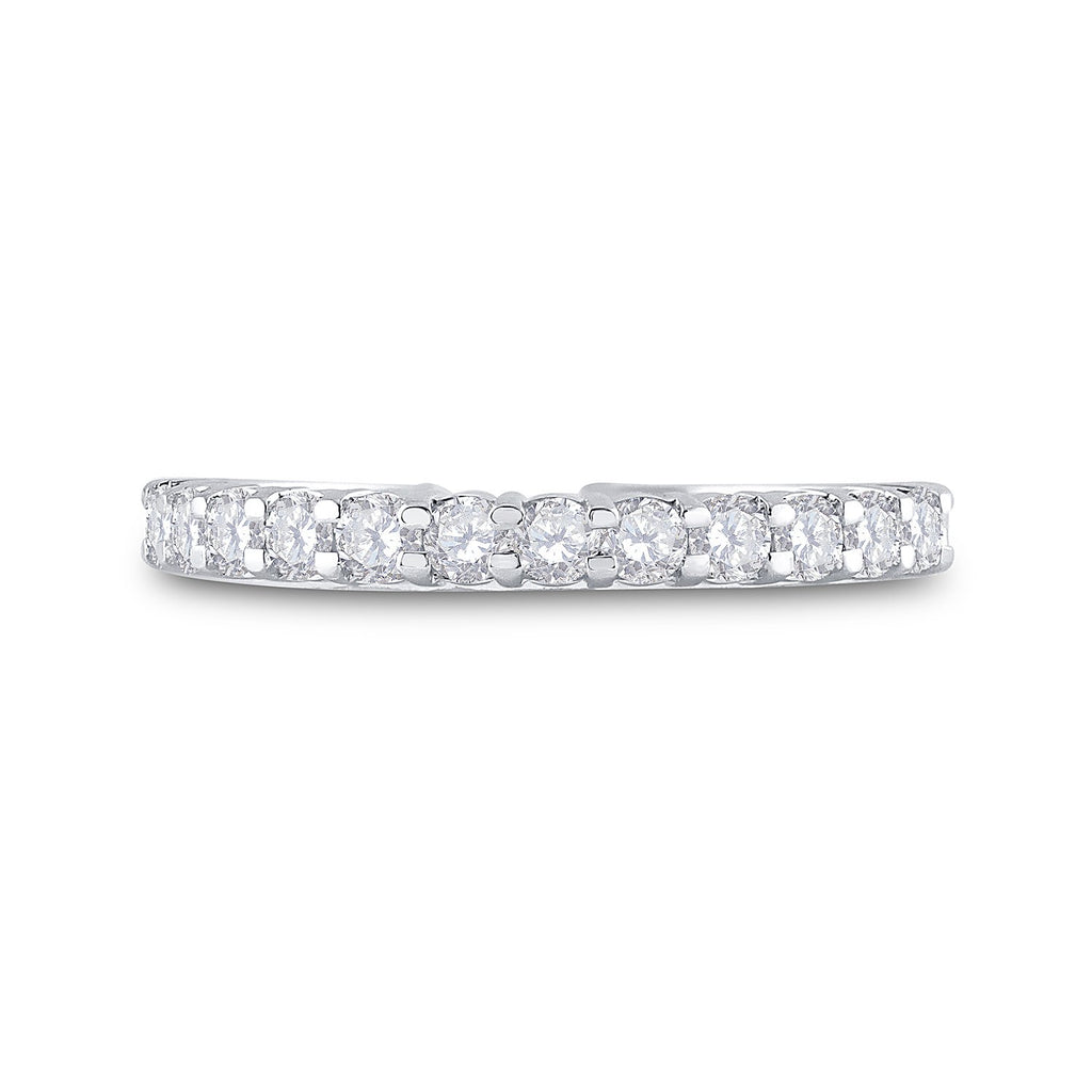 14kt White Gold Womens Round Diamond Single Row Band Ring 1/2 Cttw